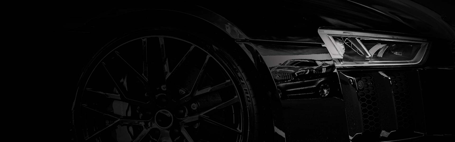 front of car in black and white